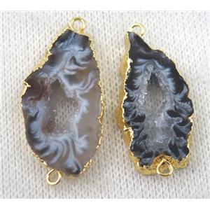 druzy Agate slice connector, freeform, gold plated, approx 15-30mm [GMPDA6806]