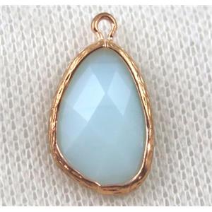 crystal glass teardrop pendant, gold plated, approx 12-18mm [GMPDA6836]