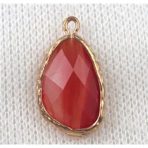 red crystal glass teardrop pendant, gold plated, approx 12-18mm [GMPDA6838]