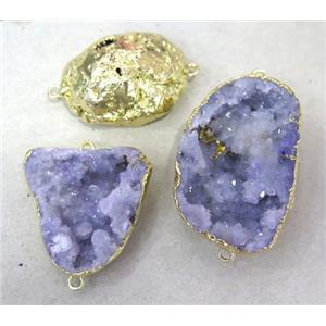 purple druzy agate connector, gold plated, approx 15-30mm [GMPDA6909]
