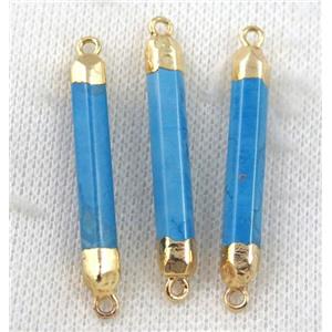 blue turquoise connector, stick, gold plated, approx 6x40mm [GMPDA6975]