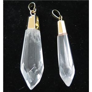 Clear Quartz pendulum pendant, gold plated, approx 12-45mm [GMPDA6986]