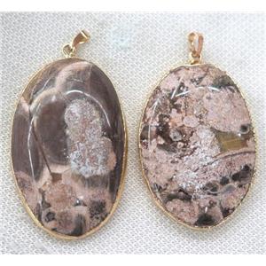 ocean jasper pendant, oval, gold plated, approx 20-60mm [GMPDA7011]