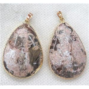ocean jasper pendant, teardrop, gold plated, approx 20-60mm [GMPDA7012]