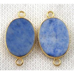 blue sodalite connector, oval, gold plated, approx 15x20mm [GMPDA7022]