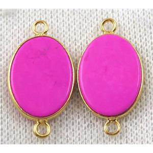 hotpink turquoise connector, dye, oval, gold plated, approx 15x20mm [GMPDA7023]