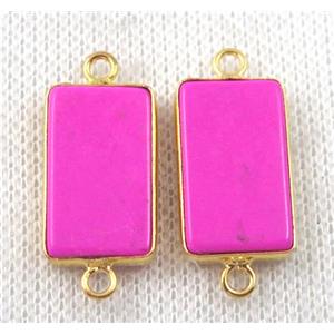 hotpink turquoise rectangle connector, dye, gold plated, approx 12x20mm [GMPDA7032]