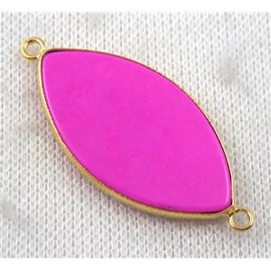 hotpink Turquoise Marquise connector, horse-eye, gold plated, approx 20x38mm [GMPDA7036]