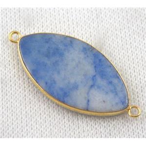 blue Sodalite Marquise connector, horse-eye, gold plated, approx 20x38mm [GMPDA7039]