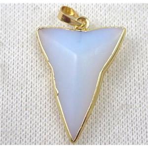 white opalite dart pendant, gold plated, approx 28-40mm [GMPDA7042]