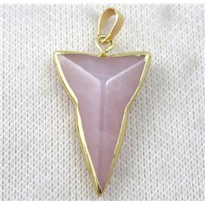 Rose Quartz dart pendant, gold plated, approx 28-40mm [GMPDA7045]