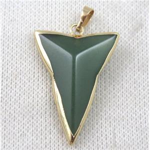 green aventurine dart pendant, gold plated, approx 28-40mm [GMPDA7046]