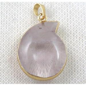 clear quartz snail pendant, gold plated, approx 22-30mm [GMPDA7048]