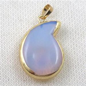 white opalite snail pendant, gold plated, approx 22-30mm [GMPDA7049]