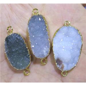 druzy agate connector, natural color, freeform, gold plated, approx 15-30mm [GMPDA7084]