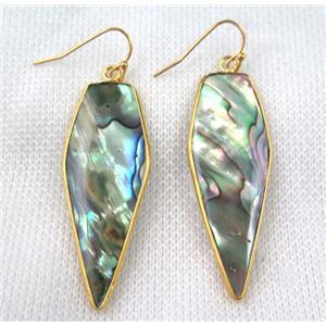 paua abalone shell earring, bullet, gold plated, approx 16-50mm [GMPDA7092]