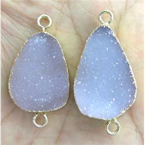 druzy agate connector, natural color, freeform, gold plated, approx 15-30mm [GMPDA7093]