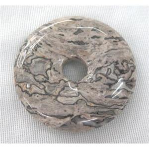 gray picture jasper donut pendant, approx 45-50mm [GMPDA7115]