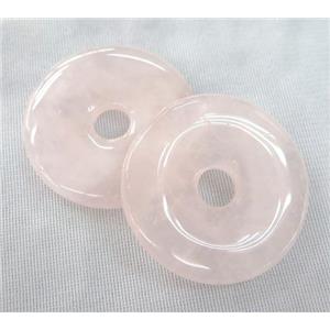 Rose Quartz donut pendant, pink, approx 45-50mm [GMPDA7116]