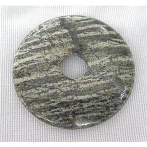 Green Silver-line Jasper donut pendant, approx 45-50mm [GMPDA7122]