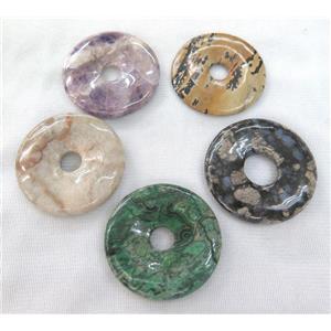mix gemstone donut pendant, approx 45-50mm [GMPDA7126]