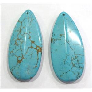 turquoise pendant, teardrop, blue, approx 25x55mm [GMPDA7129]