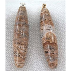 picture jasper pendant, rice shape, approx 15-55mm [GMPDA7154]