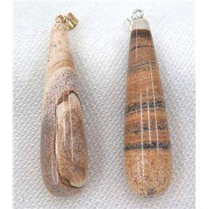 picture jasper pendant, teardrop, approx 15-55mm [GMPDA7155]