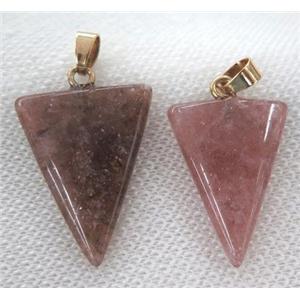 strawberry quartz pendant, triangle, approx 20-30mm [GMPDA7158]
