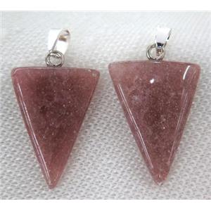 strawberry quartz triangle pendant, approx 20-30mm [GMPDA7159]