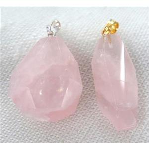 rose quartz pendant, freeform, approx 15-33mm [GMPDA7160]