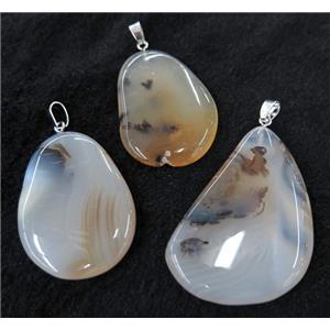 Heihua Agate slice pendant, freeform, approx 25-60mm [GMPDA7169]
