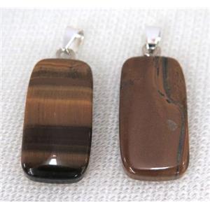 tiger eye stone rectangle pendant, approx 15-30mm [GMPDA7188]