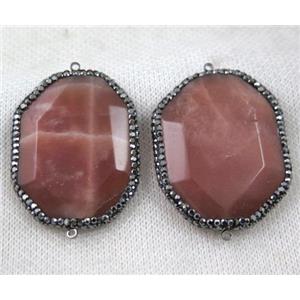 sunstone slice connector paved rhinestone, faceted freeform, approx 25-40mm [GMPDA7195]