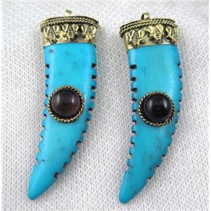 blue bone horn pendant, approx 15-50mm [GMPDA7212]