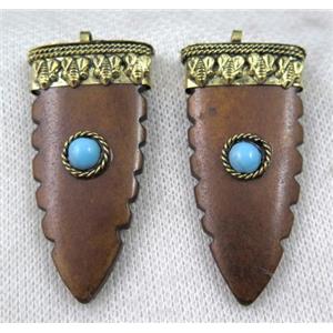 brown bone arrowhead pendant, approx 20-45mm [GMPDA7214]