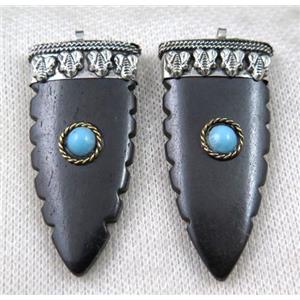 black bone arrowhead pendant, approx 20-45mm [GMPDA7215]