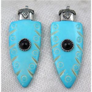 blue bone arrowhead pendant, approx 20-50mm [GMPDA7216]