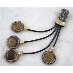 tiger eye stone tassel pave rhinestone, approx 15-120mm [GMPDA7221]