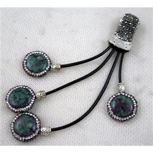 ruby zoisite tassel pendant pave rhinestone, dye, approx 15-120mm [GMPDA7222]