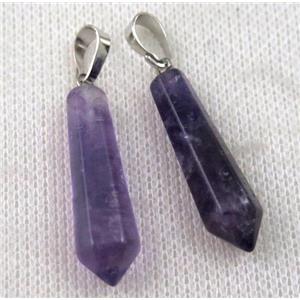 Amethyst bullet pendant, purple, approx 6-30mm [GMPDA7261]