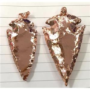 hammered Rock Agate Arrowhead pendant, rose gold plated, approx 20-60mm [GMPDA7269]