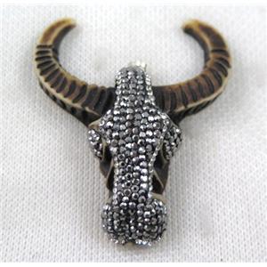 resin Bullhead pendant paved rhinestone, approx 50-60mm [GMPDA7274]