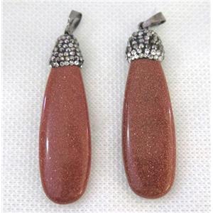 gold sandstone pendant paved rhinestone, teardrop, approx 15-52mm [GMPDA7321]