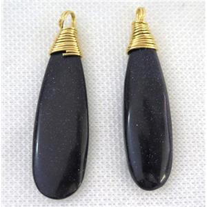 blue sandstone pendant, teardrop, wire wrapped, approx 15-52mm [GMPDA7322]