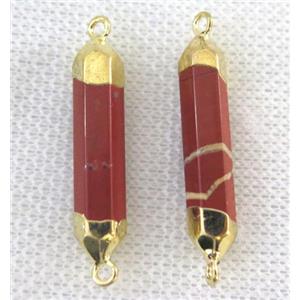 Red Jasper Bullet Connector, gold plated, approx 6-30mm [GMPDA7327]