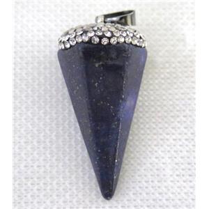 Lapis Lazuli pendulum pendant paved rhinestone, blue, approx 20-40mm [GMPDA7331]