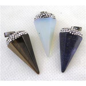 mix gemstone pendulum pendant pave rhinestone, approx 20-40mm [GMPDA7334]