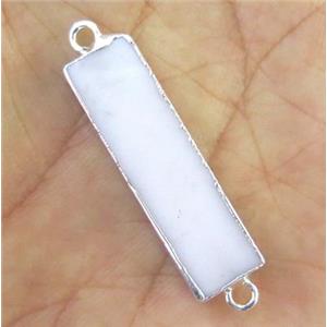 white Porcelain connector, rectangle, silver plated, approx 9-28mm [GMPDA7337]
