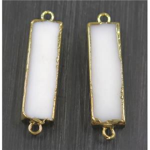 white Porcelain connector, rectangle, gold plated, approx 9-28mm [GMPDA7338]